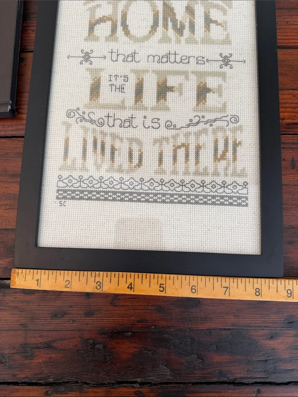Vintage Handmade Cross-Stitch Cottagecore Home Art.